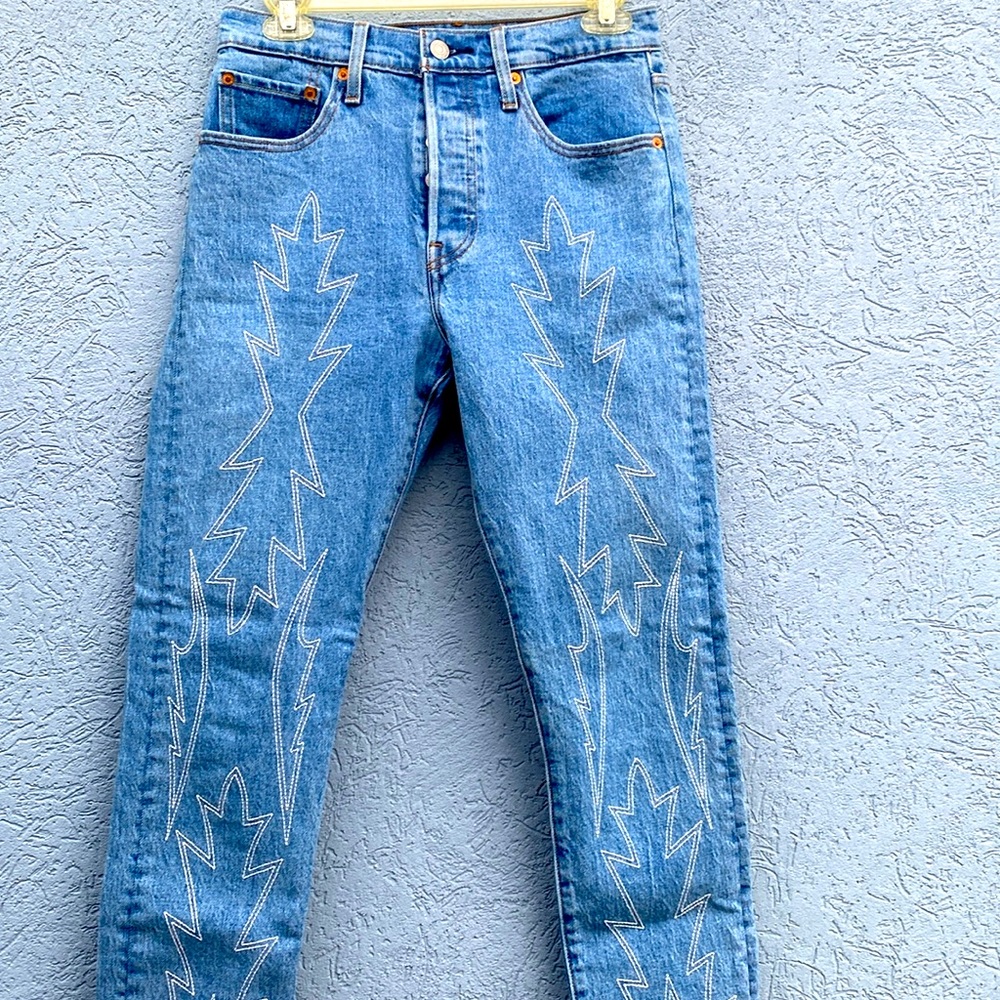 Womens Levi 501S embroidered jeans